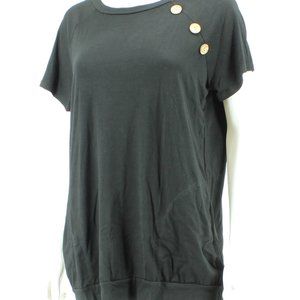 Black Short Sleeve Tunic Top with Pockets